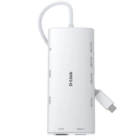 D-Link DUP-A01 Hub USB-C 10 en 1 con 2xHDMI 4K, Carga 100W PD, Ethernet Gigabit, Lector SD y Blanco D-Link DUP-A01 Hub USB-C 10 en 1 con 2xHDMI 4K, Carga 100W PD, Ethernet Gigabit, Lector SD y Blanco